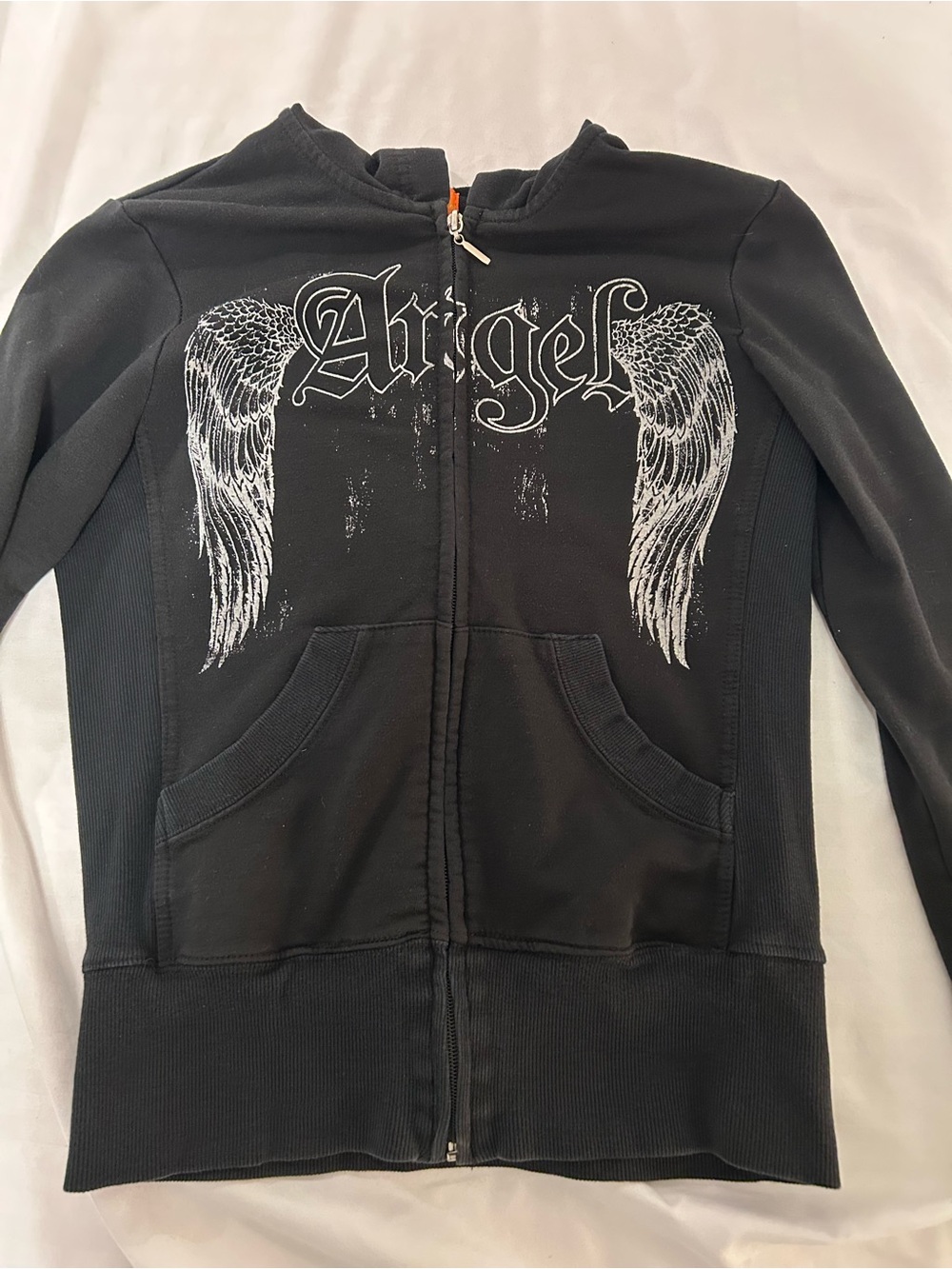 Black 'Angel' Wing Zip Hoodie